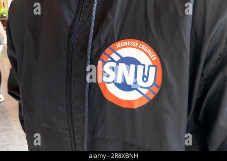 Bordeaux , Aquitaine France - 06 22 2023 : snu-Logo-Marke und Textzeichen des französischen Universaldienstes Stockfoto