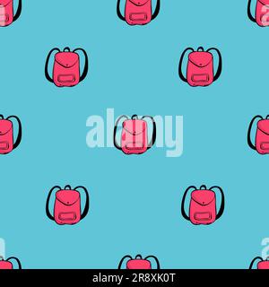 RUCKSACK NAHTLOSES MUSTER VEKTORGRAFIKEN DESIGN, KREATIVE UND SCHÖNE FORM NEUES DESIGN FARBENFROHE SCHULTASCHE HINTERGRUND ILLUSTRATION VECTOR DESIGN Stock Vektor