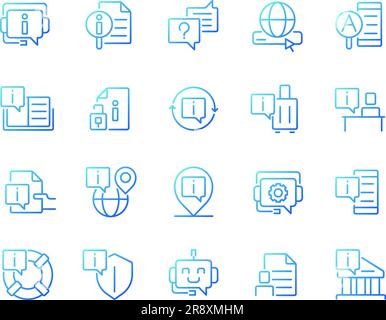 FAQ Pixel Perfect Gradient lineare Vektor-Symbole gesetzt Stock Vektor