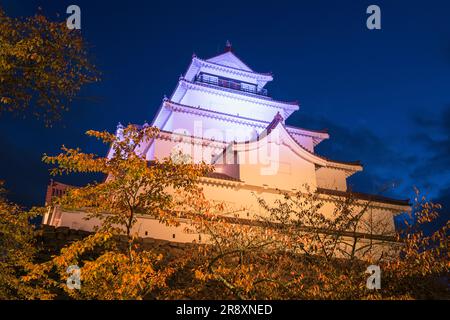 Schloss Tsuruga am Abend Stockfoto