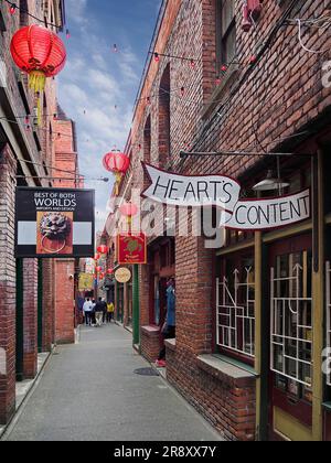 Fan Tan Alley China Town im Zentrum von Victoria auf Victoria Island British Columbia Kanada Stockfoto