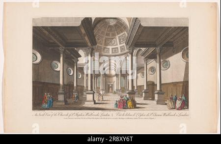 Blick auf das Innere der Kirche Saint Stephen Walbrook in London, 1753. Stockfoto