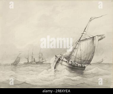 Segelschiffe auf See, c.1825-c.1875. Stockfoto