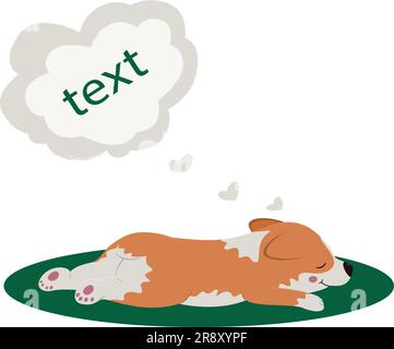 Fauler Hund, süßes welsh Corgi Hündchen schlafende Ikone, flaches Design, Vektorbild Stock Vektor