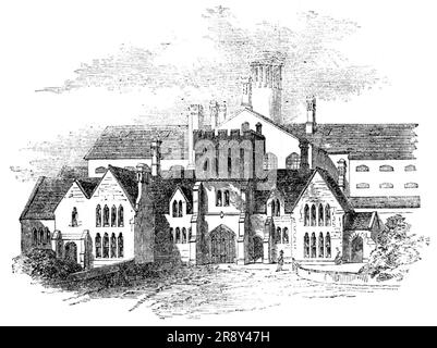 Das Devonport Borough Gefängnis, 1857. Dieses Gefängnis ist auf 70 Gefangene ausgelegt, und es war erected...from Jahre alt und untersteht Mr. J. P. St. Aubyn, Architekt... wird mit einer Kapelle, notwendigen Büros, Die 120 Disziplin im Gefängnis ist das separate System für die Beförderung, von dem der Teil des Gebäudes, der von Gefangenen belegt wird, sowie die Wäsche, die Kraftspumpen, die Kraftspumpen, die Kraftspumpen, die Kraftspumpen, die Kraftspiele, die Kraftspiele, die Kraftspiele, die Kraftsp Und ein Luftzirkus wurde aufgestellt. Die Stockfoto