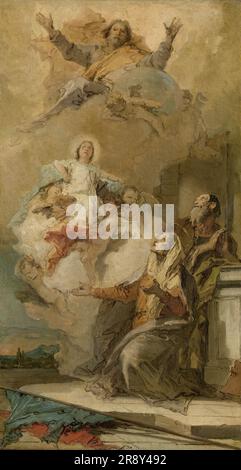 Die unbefleckte Empfängnis (Joachim en Anna Receiving the Virgin Mary from God the Father), c.1757-c.1759. Stockfoto