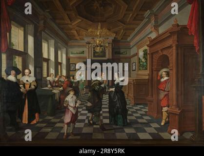 Eine siebenteilige Dekorationssequenz: Ein Interieur, 1630-1632. Stockfoto