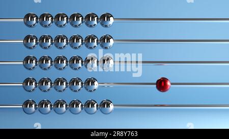 Roter Anführer auf blauem Hintergrund mit Abakus. Stockfoto