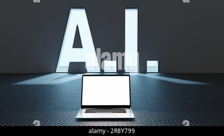Bildschirm eines tragbaren Geräts mit AI-Chatbot und Text-AI Stockfoto