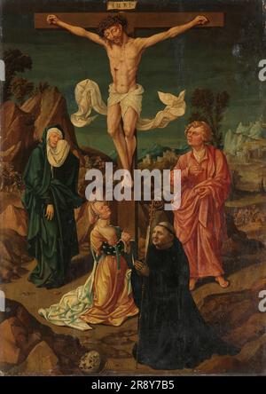 Kreuzigung mit der Jungfrau, Heiligen Johannes, Maria Magdalena, einer Spenderin, 1500-1530. Stockfoto