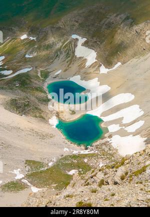 Monte Redentore und Pilato See (Italien) - der Landschaftsgipfel der Sibillini Range, Regionen Umbrien und Marken. Einer der höchsten Gipfel der Apennine Stockfoto