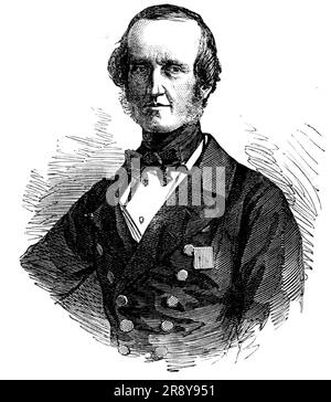 Der verstorbene Kapitän Montriou, 1857. "Dieser verdienstvolle Offizier, der 32 Jahre lang ununterbrochen im Dienst der indischen Regierung gedient hatte, starb an Cholera... private Unglücke und familiäre Trauerfälle erzählten ihm so schwer, dass er seine bisher starke Verfassung zerbrach. Und als Krönung seiner ganzen Bitterkeit... wurde er von Haus und Haus verbrannt, und er und seine Frau und sein Kind waren völlig mittellos von allem, außer den Kleidern, die sie trugen, als sie aus den Flammen gerettet wurden. Ihr Fall, so bedauerlich es auch war, hat sich leider als ein Fall erwiesen, der von der Regierung begangen wurde Stockfoto