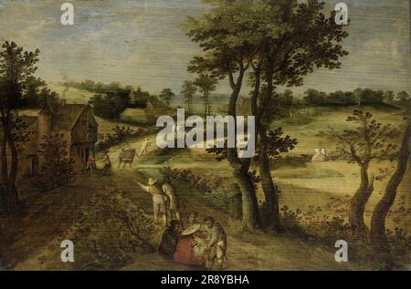 Landschaft mit Maisfeldern, 1602-1630. Das wird Jacob Savery II zugeschrieben Stockfoto