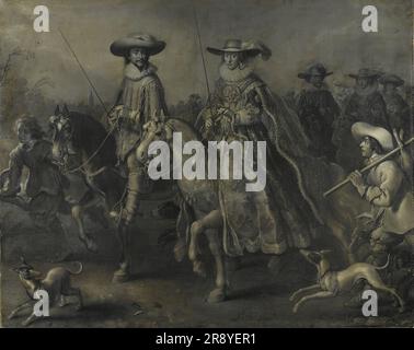 Friedrich V. (1596-1632), Pfalz-Elektor, König von Böhmen, und seine Frau Elizabeth Stuart (1596-1662) auf dem Pferderücken, 1626-1628. Stockfoto