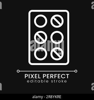 Blister-Paket Pixel perfekte weiße lineare Symbol für dunkle Thema Stock Vektor