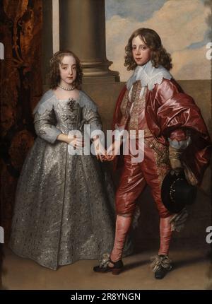 William II., Prinz von Orange, und seine Braut Mary Stuart, 1641. Weitere Titel: Doppelporträt von Willem II (1626-1650), Prinz von Orange und Prinzessin Mary Stuart (1631-1660), später Prinzessin RoyalWillem II (1626-50), Prinz von Orange und Prinzessin Henrietta Maria Stuart (1631-60), Tochter von Charles I von England. Stockfoto