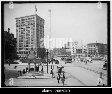 Woodward Avenue am Campus Martius, Detroit, zwischen 1890 und 1901. Stockfoto