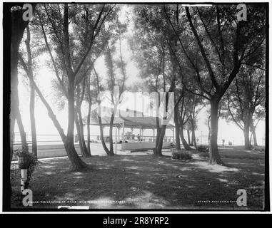 Star Island House, St. Clair Flats, Michigan, zwischen 1890 und 1901. Holzpavillon auf der St. Clair-Fluss. Stockfoto