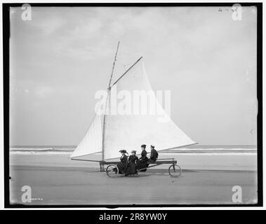 Segeln am Strand, Ormond, Florida, zwischen 1890 Uhr und 1910 Uhr. Stockfoto