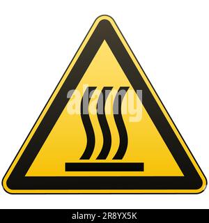 Vorsicht – Gefahr. Heiße Oberfläche. Warnschild. Gelbes Dreieck mit schwarzem Bild. Weißer Hintergrund. Vektordarstellung. Stock Vektor