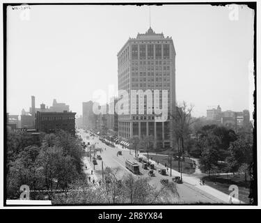 Grand Circus Park, Detroit, Michigan, zwischen 1910 und 1915. Stockfoto