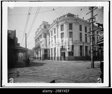 Französische Oper, New Orleans, c1900. Das von James Gallier Jr. entworfene Gebäude wurde 1859 eröffnet und 1919 durch einen Brand zerstört. Plakatwerbung „Rigoletto“. Stockfoto