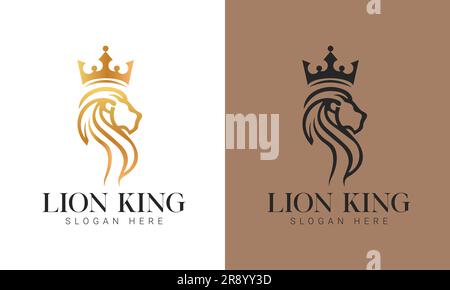 Luxuriöses „Royal Lion King Shield“-Logo „King Crown“-Logo Stock Vektor