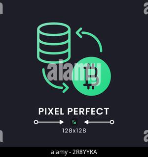 Grünes, durchgehendes verlaufendes Desktopsymbol für Tokenisierung auf Schwarz Stock Vektor