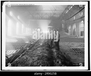 Casting Roheisen, Irokesen Schmelzer, Chicago, zwischen 1890 und 1901. Stockfoto