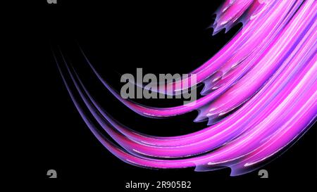 Wunderschönes, leuchtendes Lila Pink Abstrakt energetisch magische, kosmische, feurige Neontextur aus Linien und Streifen, Wellen, Flammen mit Kurven und Drehungen Stock Vektor