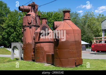 Seattle, WA, USA - Juli 2022; einige der Türme im Gas Works Park auf dem Gelände der ehemaligen Seattle Gas Light Company Vergasungs-pla aus nächster Nähe Stockfoto