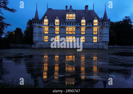 Chateau d'Azay-le-Rideau, Azay-le-Rideau, Indre-et-Loire, Centre, Frankreich, Renaissance-Stil, Loire-Tal Stockfoto