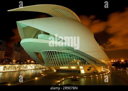 Opera Palau de les Arts Reina Sofia, Monteolivete-Brücke, Architekt Santiago Calatrava, Viertel der Künste und Wissenschaften, Valencia, Spanien, Europa Stockfoto