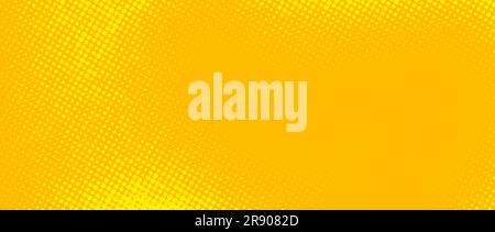 Gelber Halbtonhintergrund. Retro-Comic-Pixelstruktur mit Körnung. Verpixelte Punkte, Cartoon-Tapete. Pop-Art-Muster mit verwaschenen wellenförmigen Farbverläufen. Vektorhintergrund. Stock Vektor