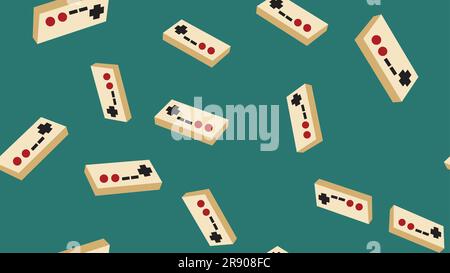 Abstrakte Textur, nahtloses Muster von den stumpfen isometrischen volumetrischen Joysticks, Manipulatoren mit Knöpfen für Computervideospiele und Spiele-Contras Stock Vektor