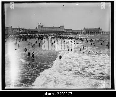 The Beach vom Young's Pier, Atlantic City, zwischen 1901 Uhr und 1906 Uhr. Stockfoto