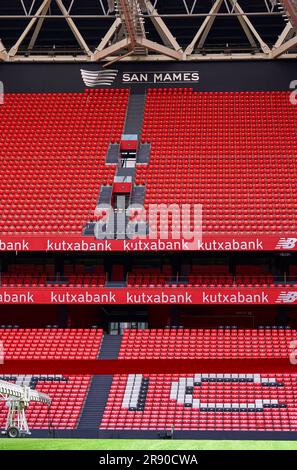 An den Tribunes der San Mames Arena, dem offiziellen Heimstadion des FC Athletic Bilbao, Spanien Stockfoto