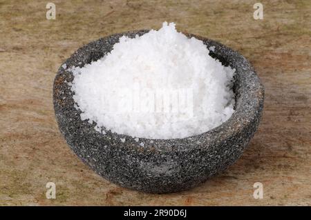 Salt Fleur de Sel, Salzblume, weißes Meersalz aus dem Atlantik Stockfoto