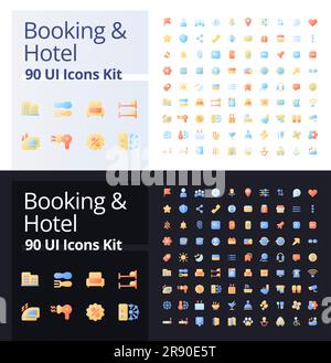 Buchungs- und Hotel Pixel Perfect Flat Gradient Farb-ui-Symbolsatz für den dunklen, hellen Modus Stock Vektor