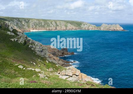 Bay, Porthcurno, St. Levan, Cornwall, England, Vereinigtes Königreich Stockfoto