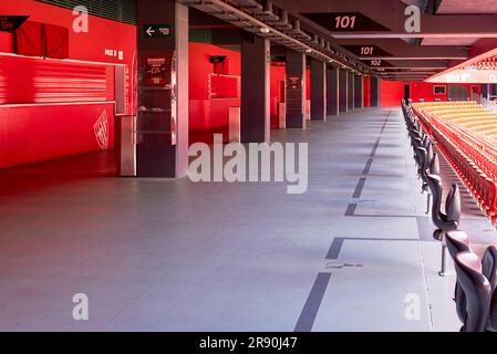 VIP-Tribunes in der San Mames Arena, dem offiziellen Heimstadion des FC Athletic Bilbao, Spanien Stockfoto