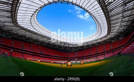 Panoramablick auf die San Mames Arena - das offizielle Heimstadion des FC Athletic Bilbao, Spanien Stockfoto