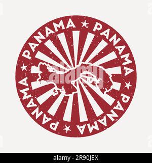 Panama-Stempel. Reise mit rotem Gummistempel mit Landkarte, Vektorgrafik. Kann als Abzeichen, Logo, Label, Aufkleber oder Abzeichen des verwendet werden Stock Vektor