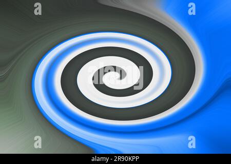 Eine Spirale aus langen und bunten Linien. Stilvoller, kreativer, abstrakter Hintergrund. Farbige Linien spiralförmig Stockfoto