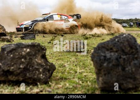 Naivasha, Kenia. 23. Juni 2023. 69 Kalle ROVANPERA (FIN), Jonne HALTTUNEN (FIN), TOYOTA GAZOO RACING WRT, TOYOTA Yaris Rally1 Hybrid, WRC, Action während der Safari Rally Kenya 2023, 7. Runde der WRC World Rally Car Championship 2023, vom 22. Bis 25. Juni 2023 in Naivasha, Nakuru County, Kenia Patikis - Foto/DPI: DPPI Media/Alamy Live News Stockfoto