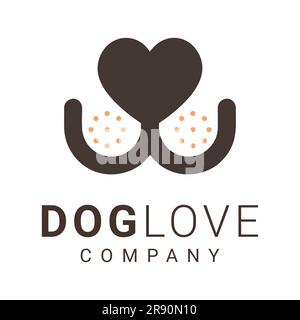 „Dog Love“-Logo „Pet Love Care“-Logo Stock Vektor