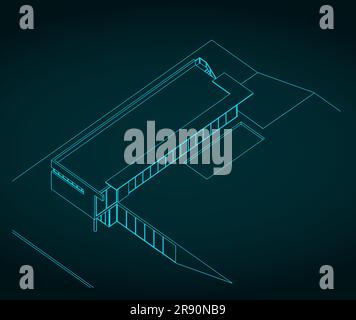 Stilisierte Vektordarstellung eines modernen Hauses in einem minimalistischen Architekturstil Stock Vektor