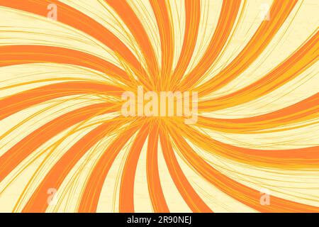 Retro-Hintergrund mit Strahlen oder Streifen in der Mitte. Sonnenaufgang oder Sonnenexplosion im Retro-Hintergrund. Gelb und orange. Vektordarstellung, Blendenflecke im Stock Vektor
