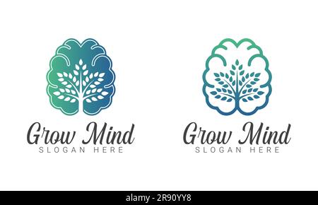 Grow Mind Logo Design Mind Tree Growth Logo Relaxing Therapy Logo Stock Vektor