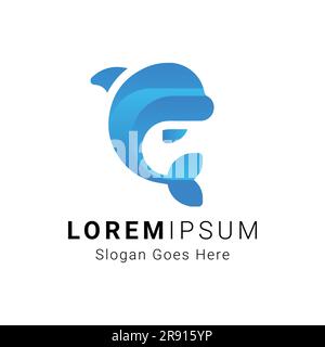 Blue Fish Logo Design Blue Whale Logo Stock Vektor